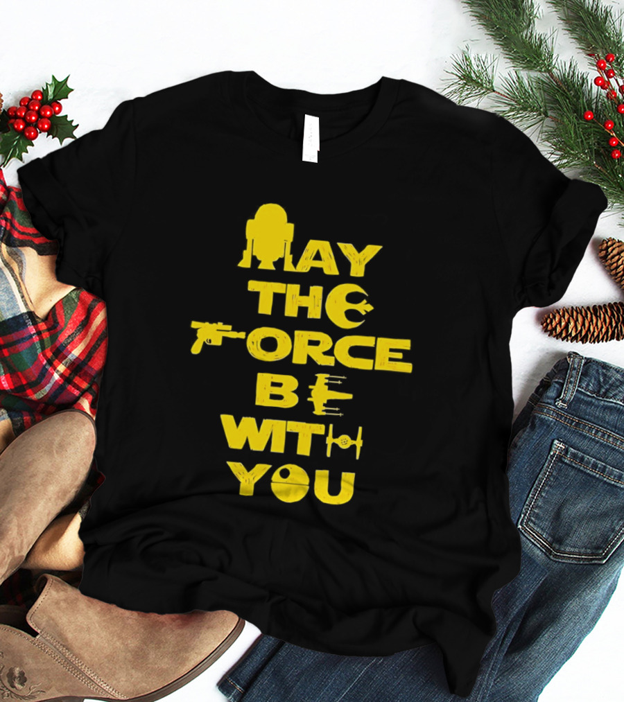 Star Wars May The Force Be With You Droid And Spaceship T-Shirt