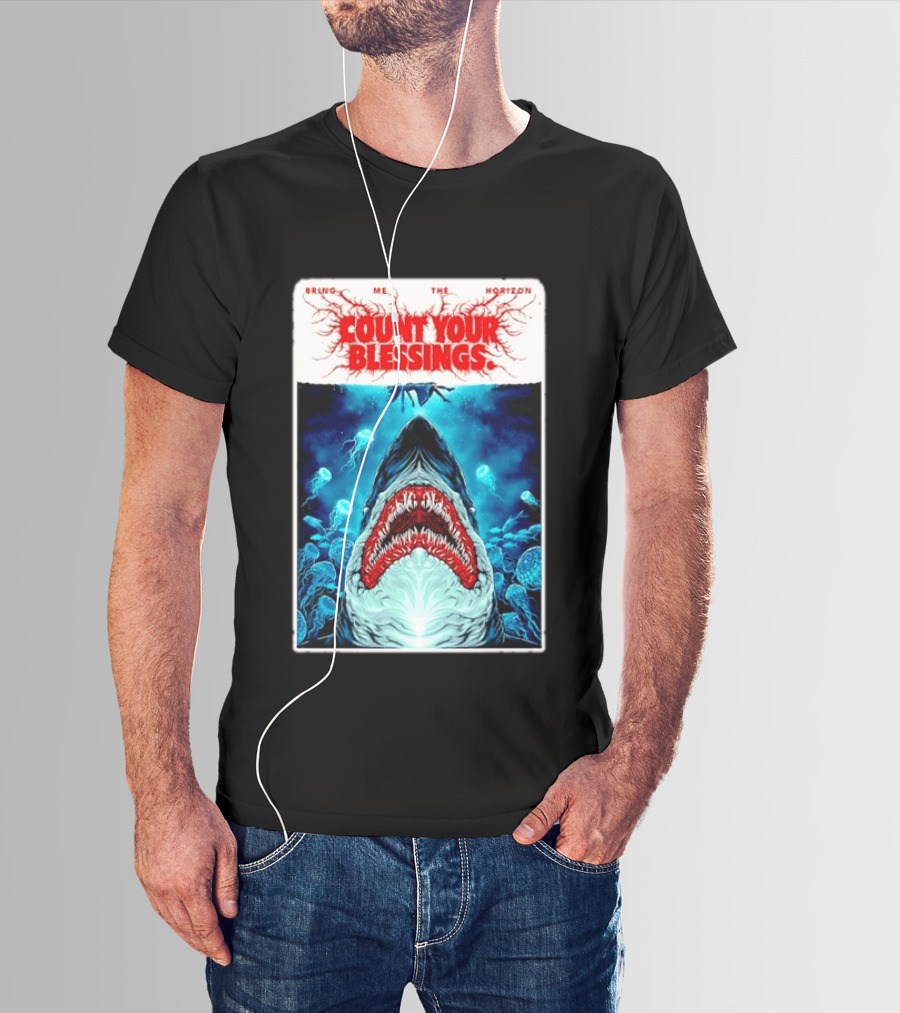 Bring Me The Horizon Count Your Blessings Shark And Jellyfish Ocean Scene T-Shirt