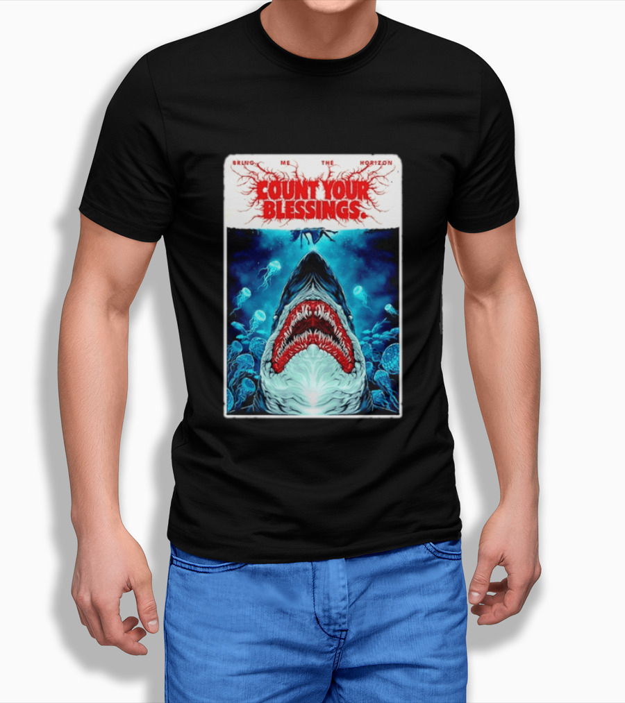Bring Me The Horizon Count Your Blessings Shark And Jellyfish Ocean Scene T-Shirt