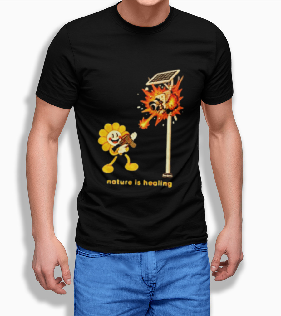 Nature Is Healing Flower Shooting Solar Security Camera Explosion T-Shirt