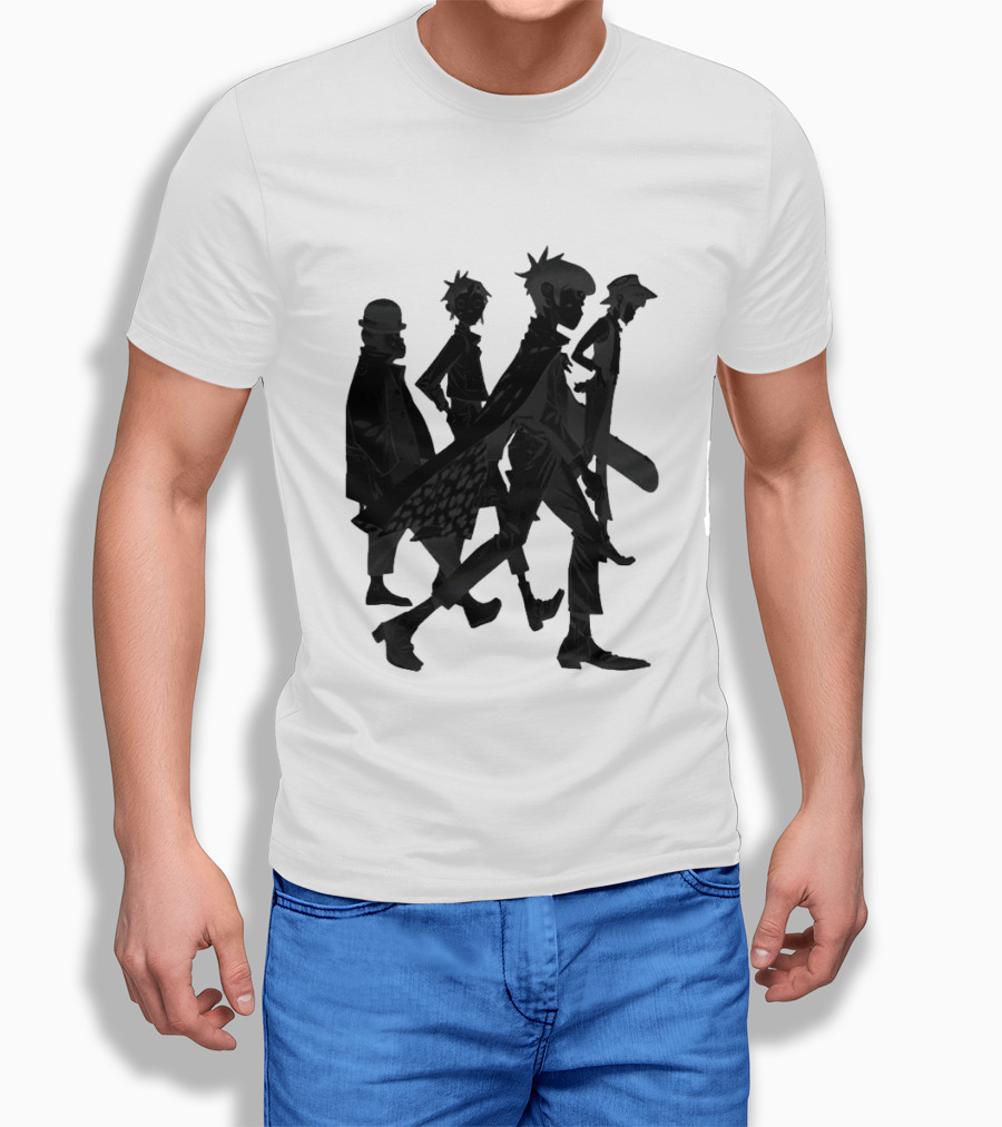 Gorillaz Band Members Silhouettes Dark Shadows Walking T-Shirt