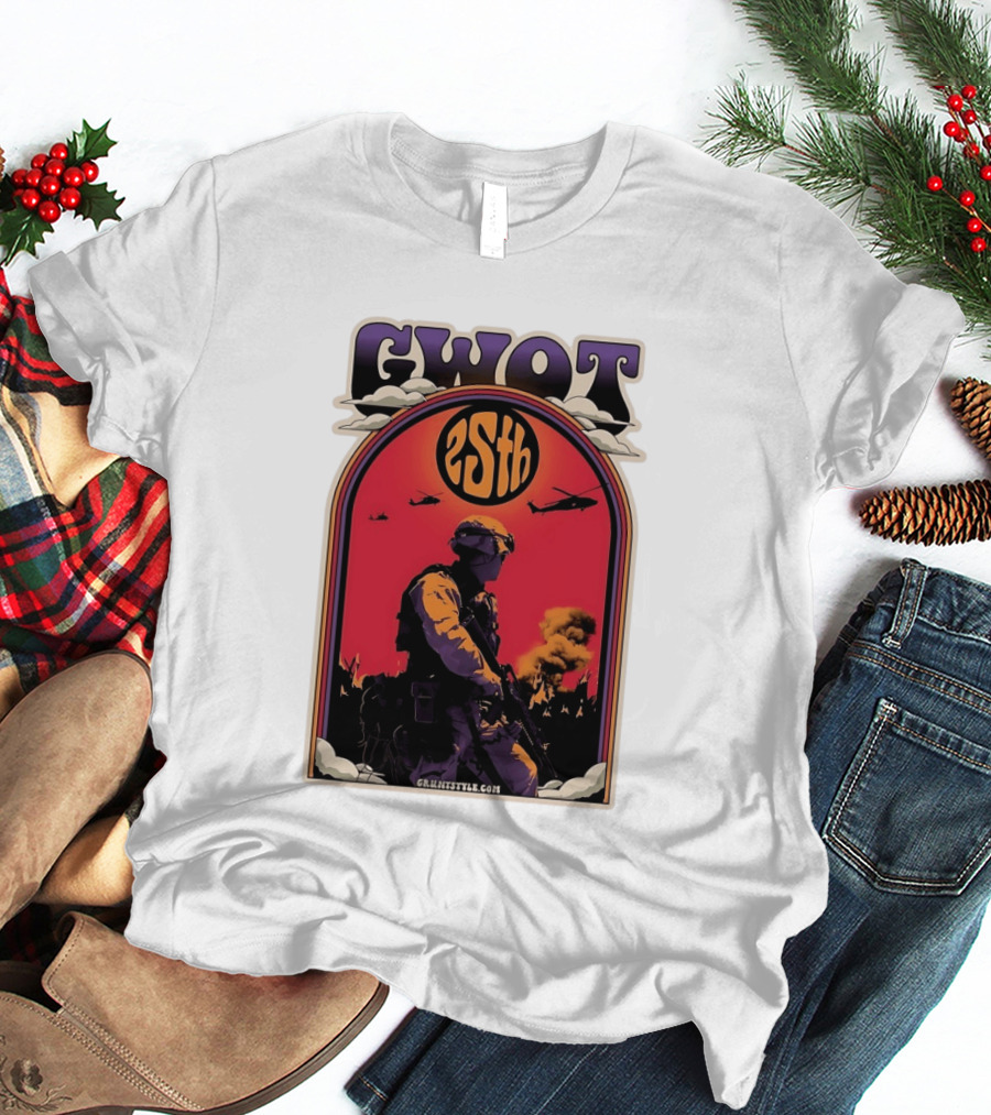 GWOT 25th Anniversary Soldier Helicopters Gruntstyle.com T-Shirt