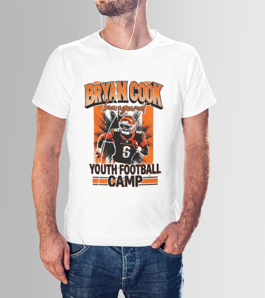 Bryan Cook Inaugural Youth Football Camp Cincinnati Bengals Player Number 6 T-Shirt