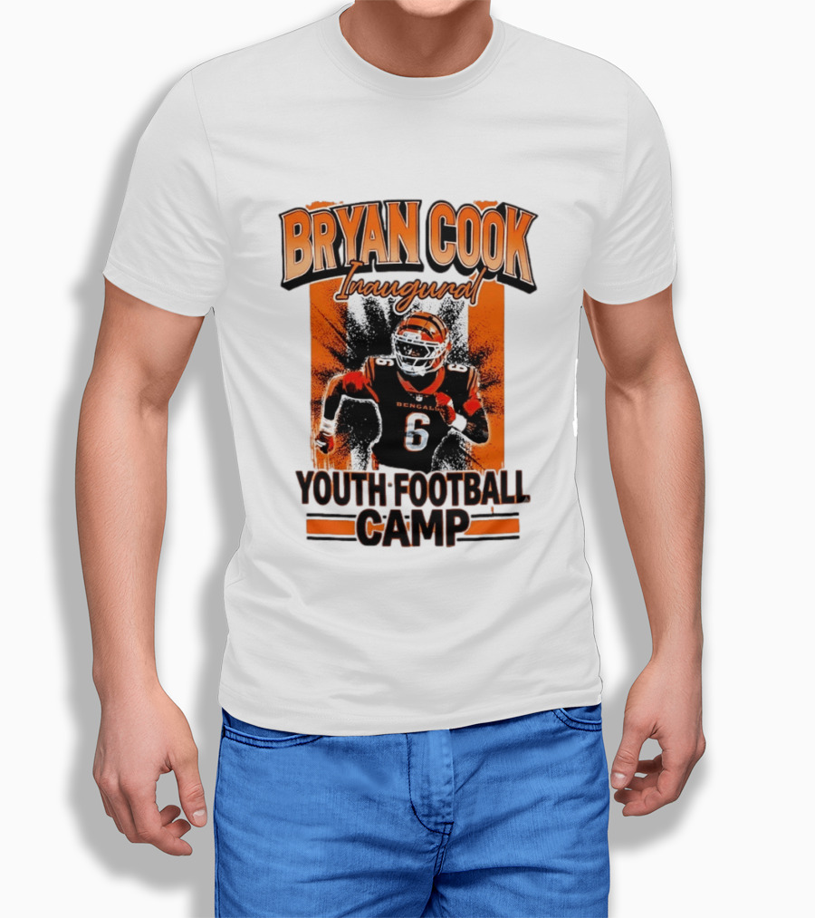 Bryan Cook Inaugural Youth Football Camp Cincinnati Bengals Player Number 6 T-Shirt