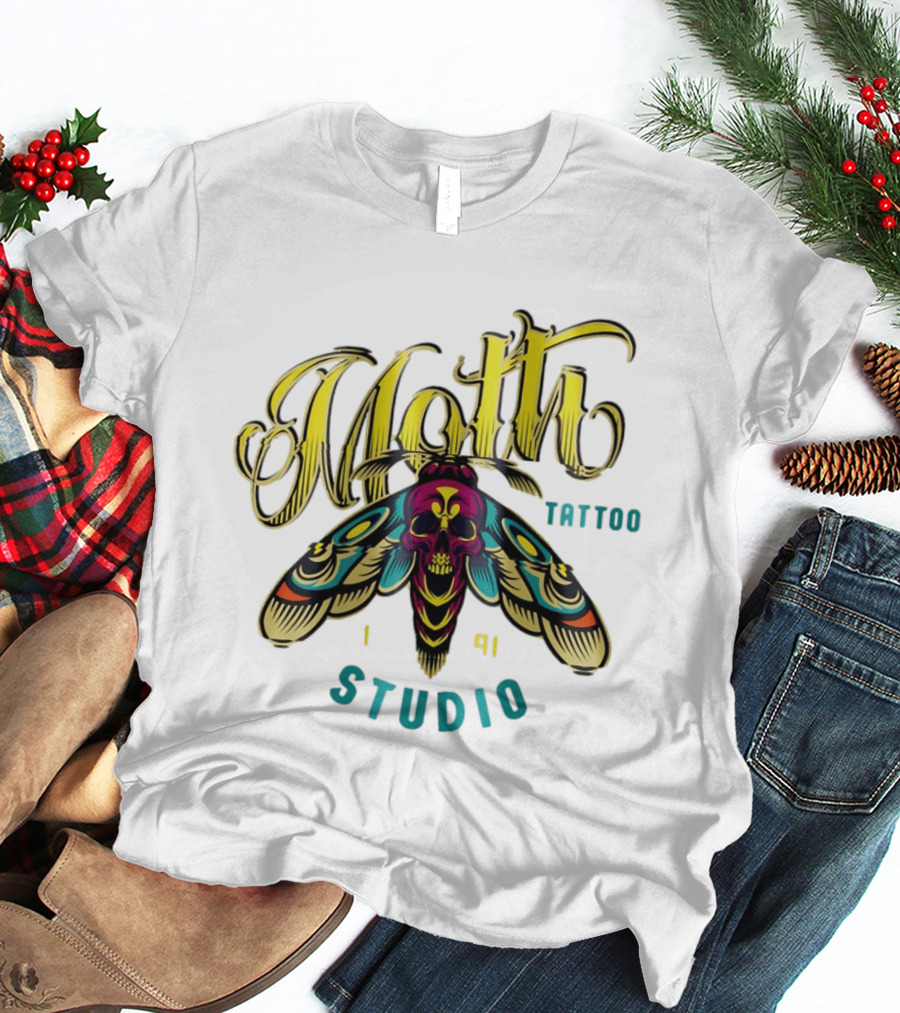 Moth Tattoo Studio 1991 Skull Moth Gothic T-Shirt