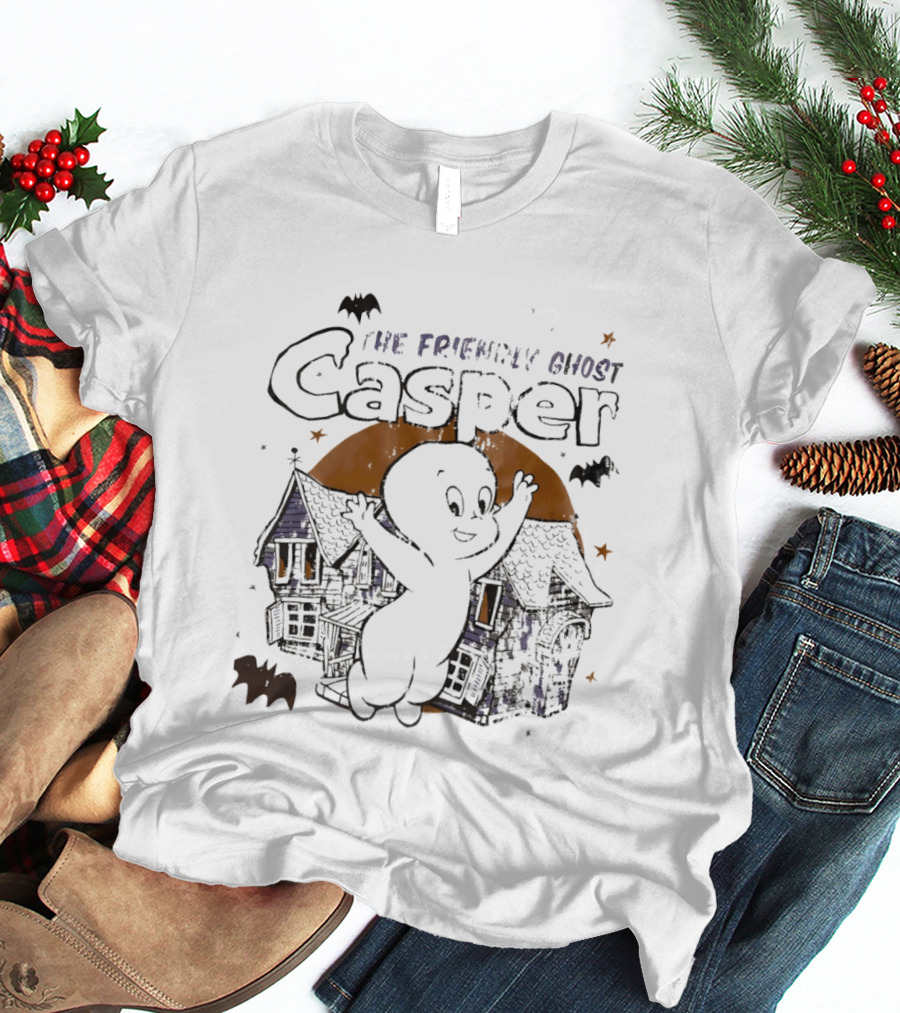 Casper The Friendly Ghost Haunted House Halloween Bats T-Shirt