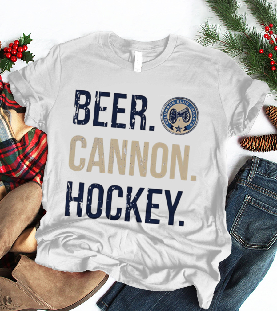 Columbus Blue Jackets Beer Cannon Hockey Team Spirit T-Shirt