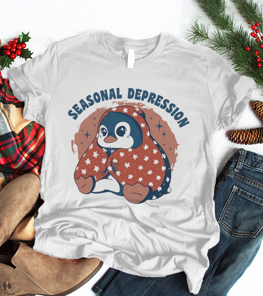 Penguins Seasonal Depression Cute Winter Cozy Starry T-Shirt