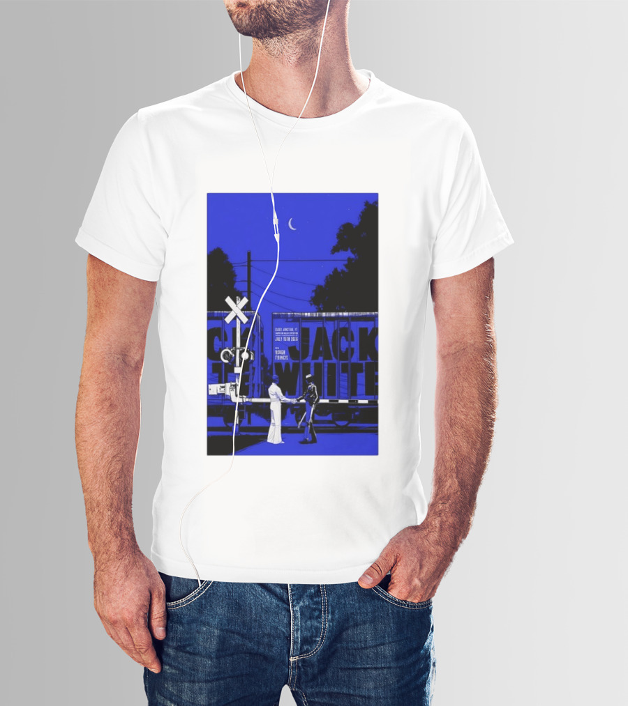 Jack White Rough Francis Essex Junction VT July 15 2026 Train Crossing Night Scene Moon T-Shirt