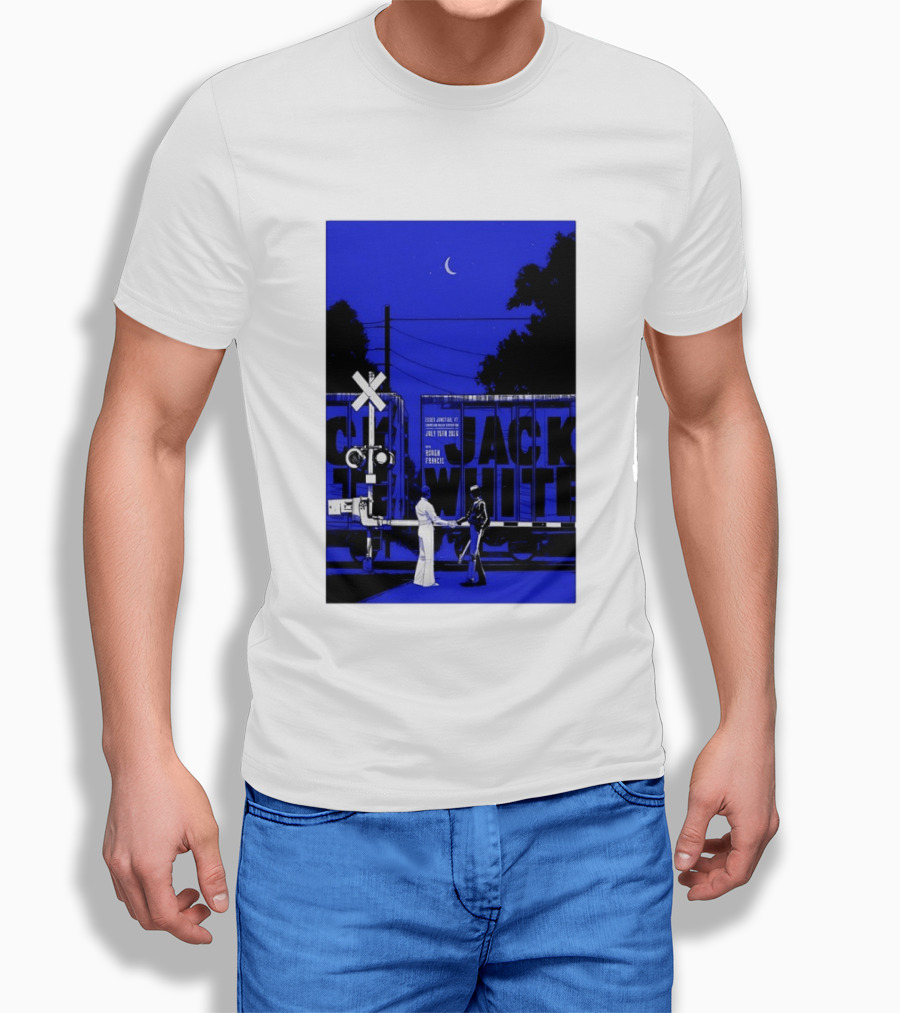Jack White Rough Francis Essex Junction VT July 15 2026 Train Crossing Night Scene Moon T-Shirt
