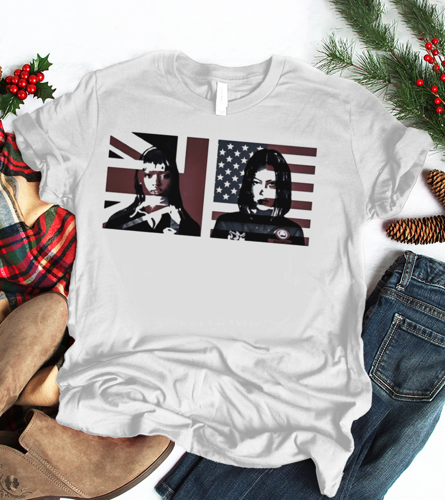 Jorja Smith And Taraji P Henson British And American Flag Portraits T-Shirt