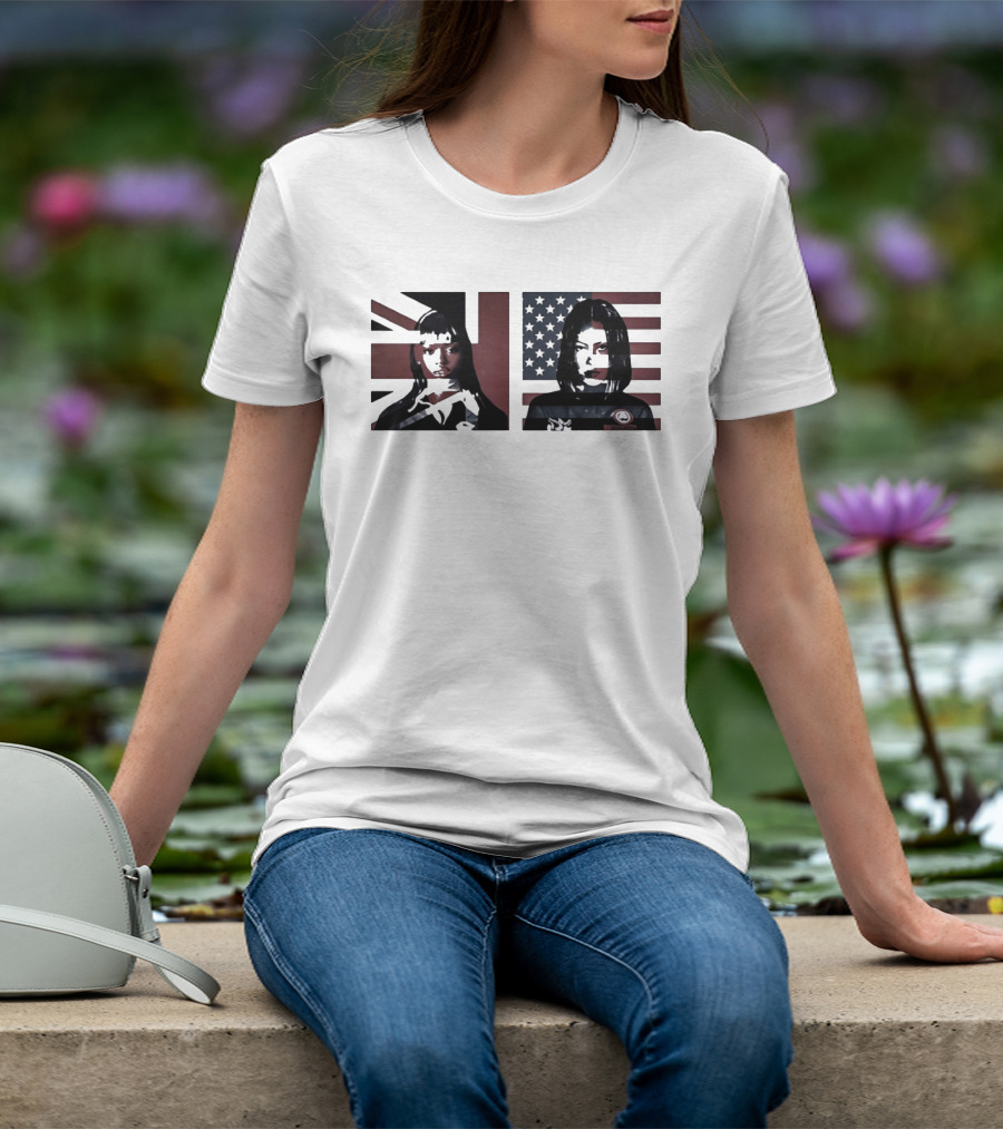 Jorja Smith And Taraji P Henson British And American Flag Portraits T-Shirt