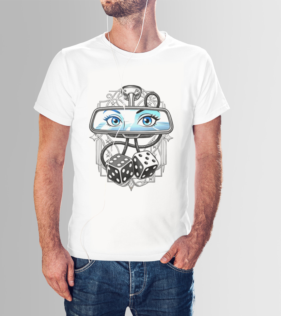 Rearview Mirror Eyes And Hanging Dice Car Accessories T-Shirt