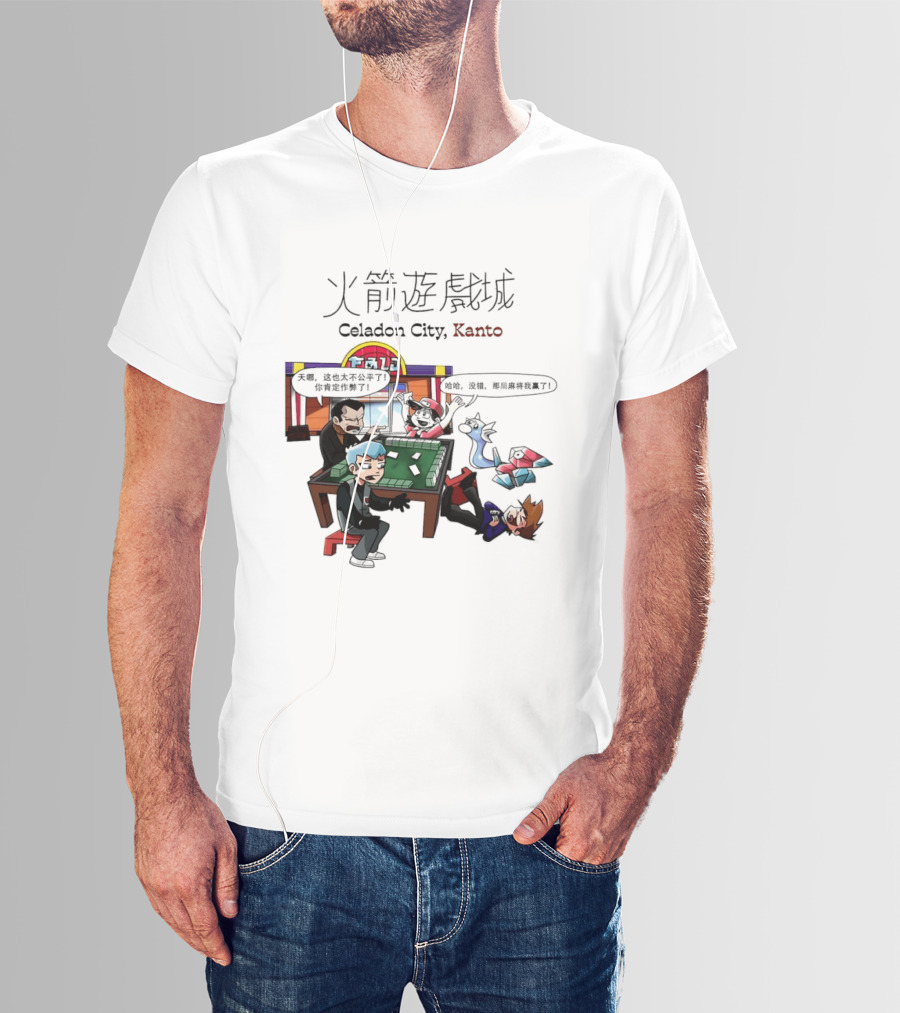 Celadon City Kanto Casino Scene With Iconic Characters T-Shirt