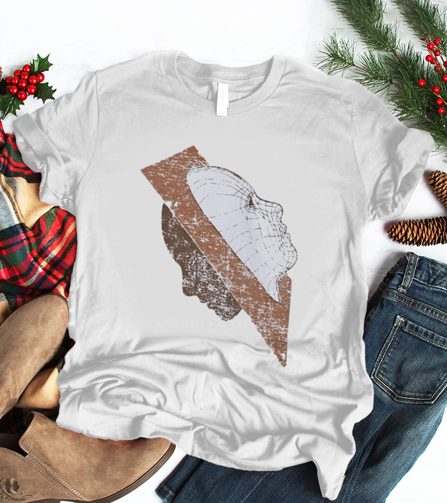 Wireframe Human Profile Collage Abstract Geometric Face T-Shirt