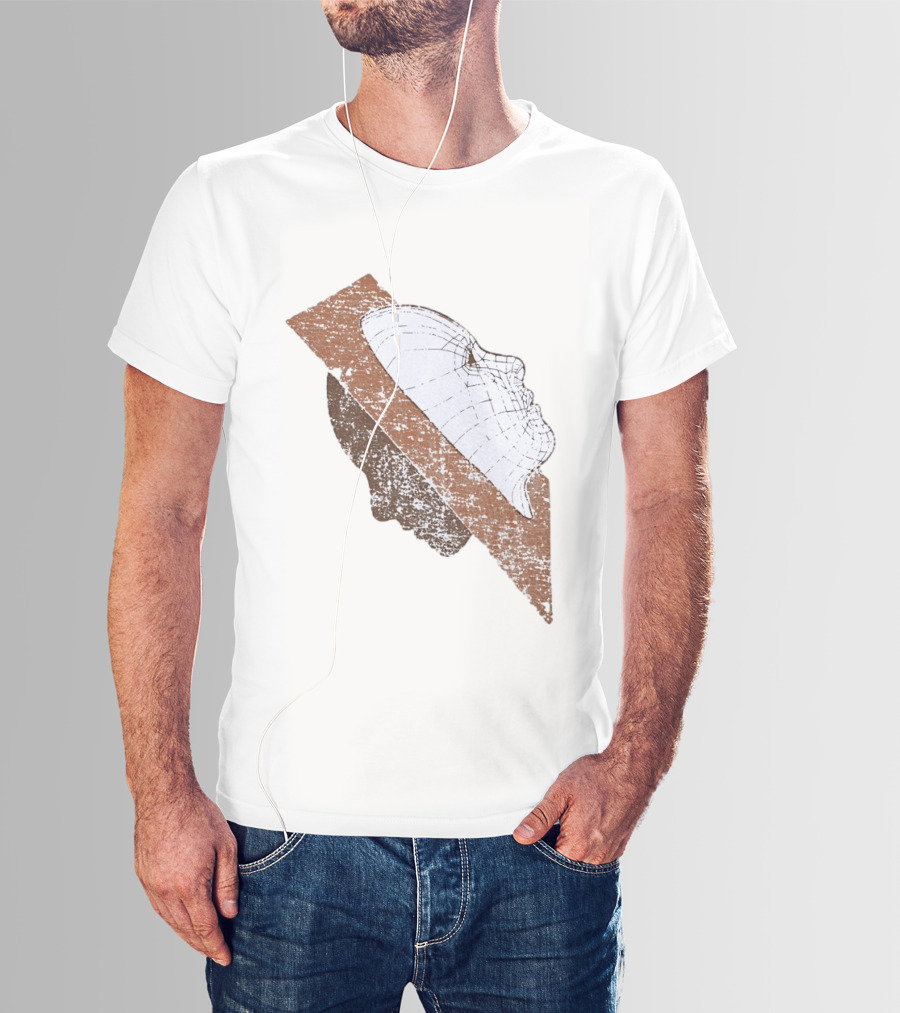 Wireframe Human Profile Collage Abstract Geometric Face T-Shirt