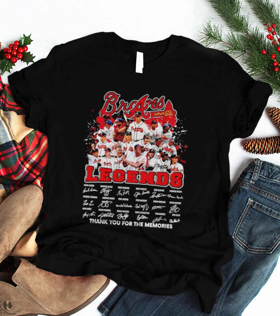 Braves Legends Thank You For The Memories Signatures Collage T-Shirt