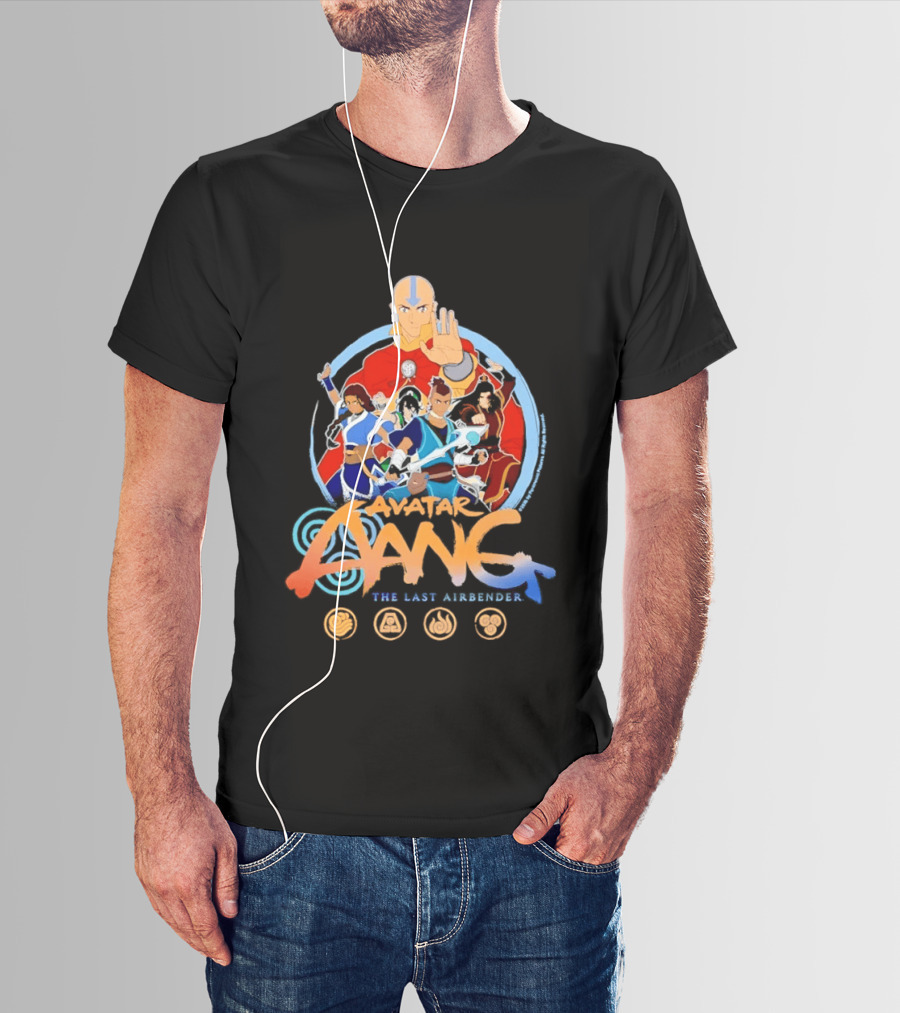 Avatar Aang The Last Airbender Team Elements Katara Toph Sokka Zuko Iroh Momo Appa T-Shirt