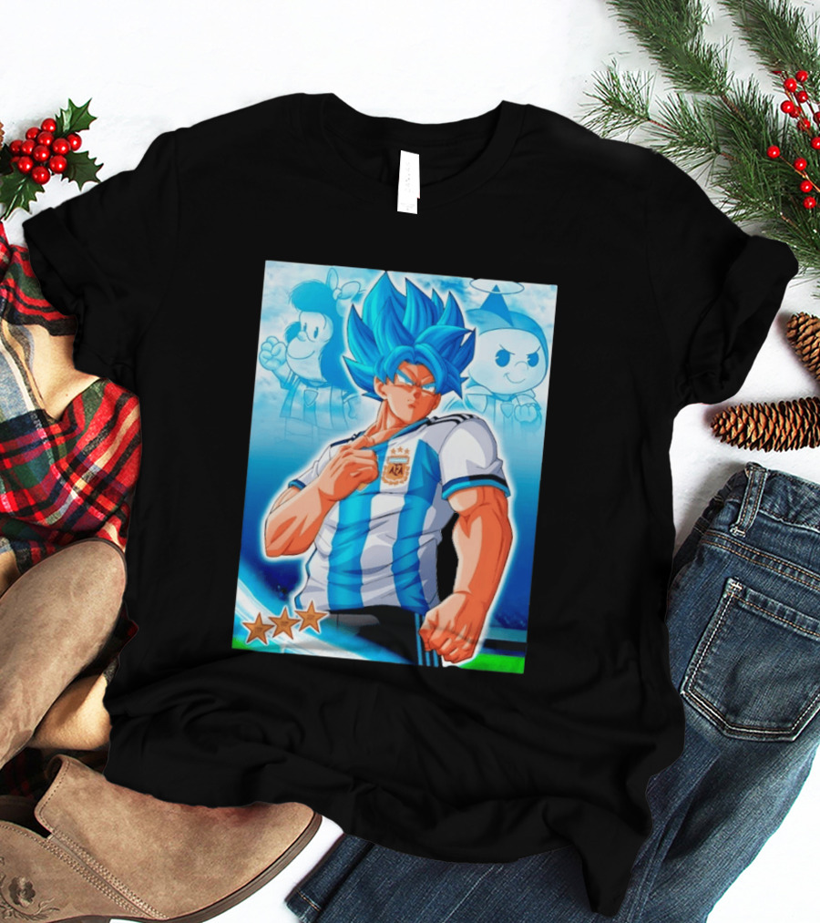 Super Saiyan Goku Dragon Ball Argentina AFA Jersey Victory Stars T-Shirt