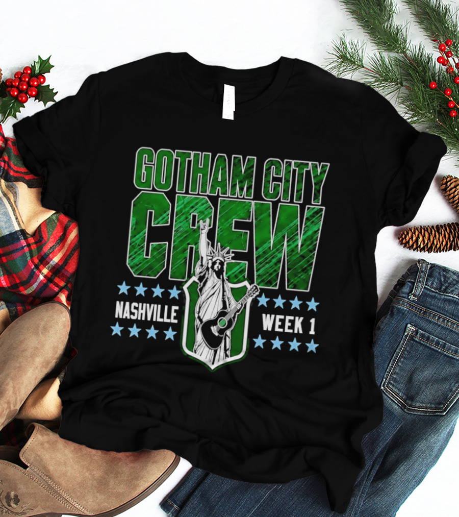 Gotham City Crew Nashville Week 1 Statue Of Liberty Guitar T-Shirt