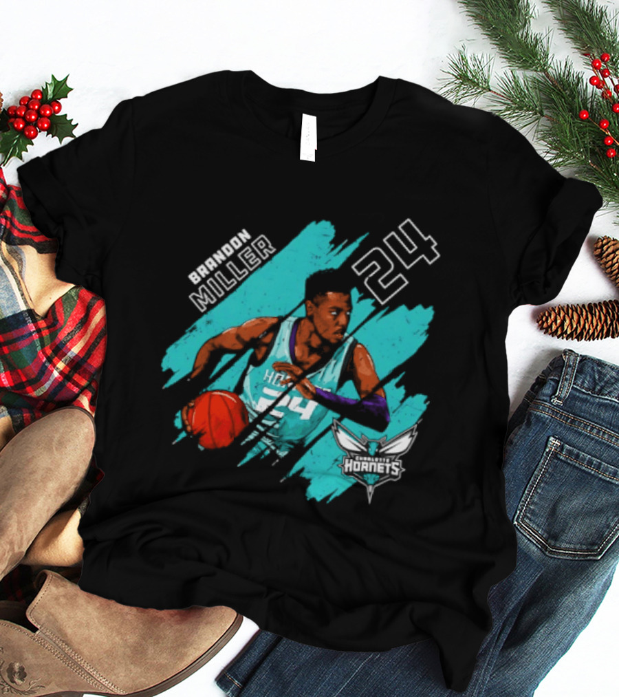 Brandon Miller 24 Charlotte Hornets Basketball Stripes T-Shirt
