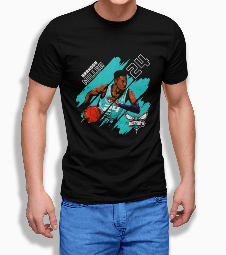 Brandon Miller 24 Charlotte Hornets Basketball Stripes T-Shirt