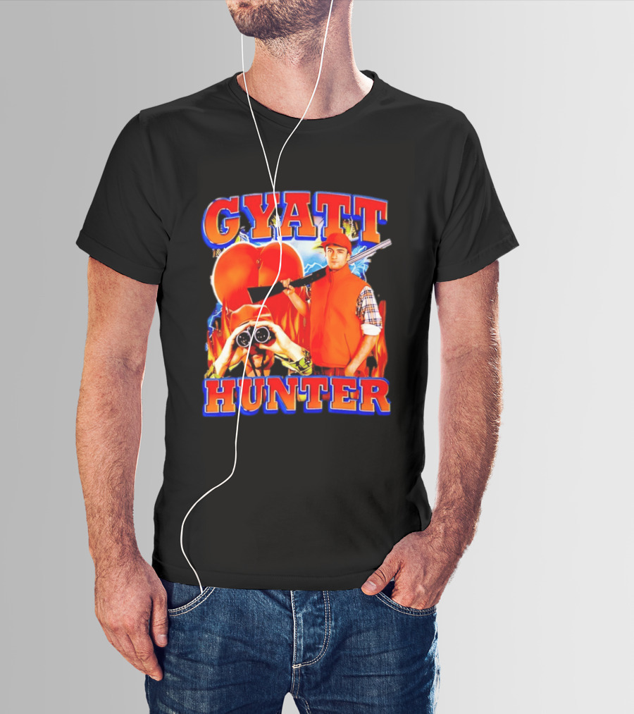 Gyatt Hunter Peach Slang With Binoculars And Rifle T-Shirt