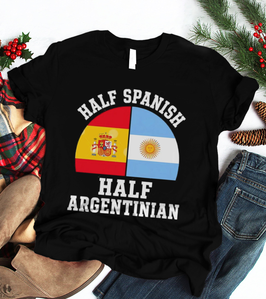 Half Spanish Half Argentinian Flags T-Shirt