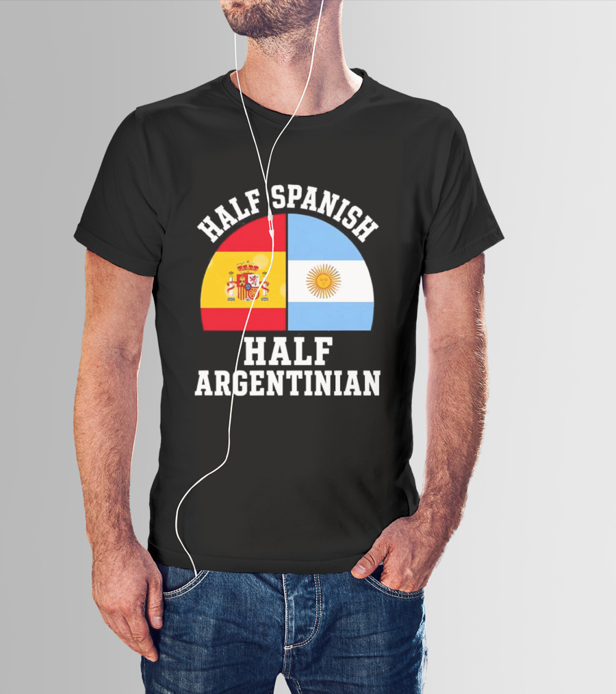 Half Spanish Half Argentinian Flags T-Shirt