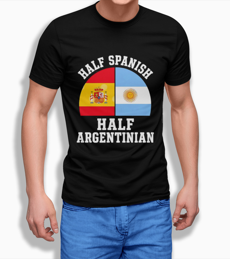 Half Spanish Half Argentinian Flags T-Shirt