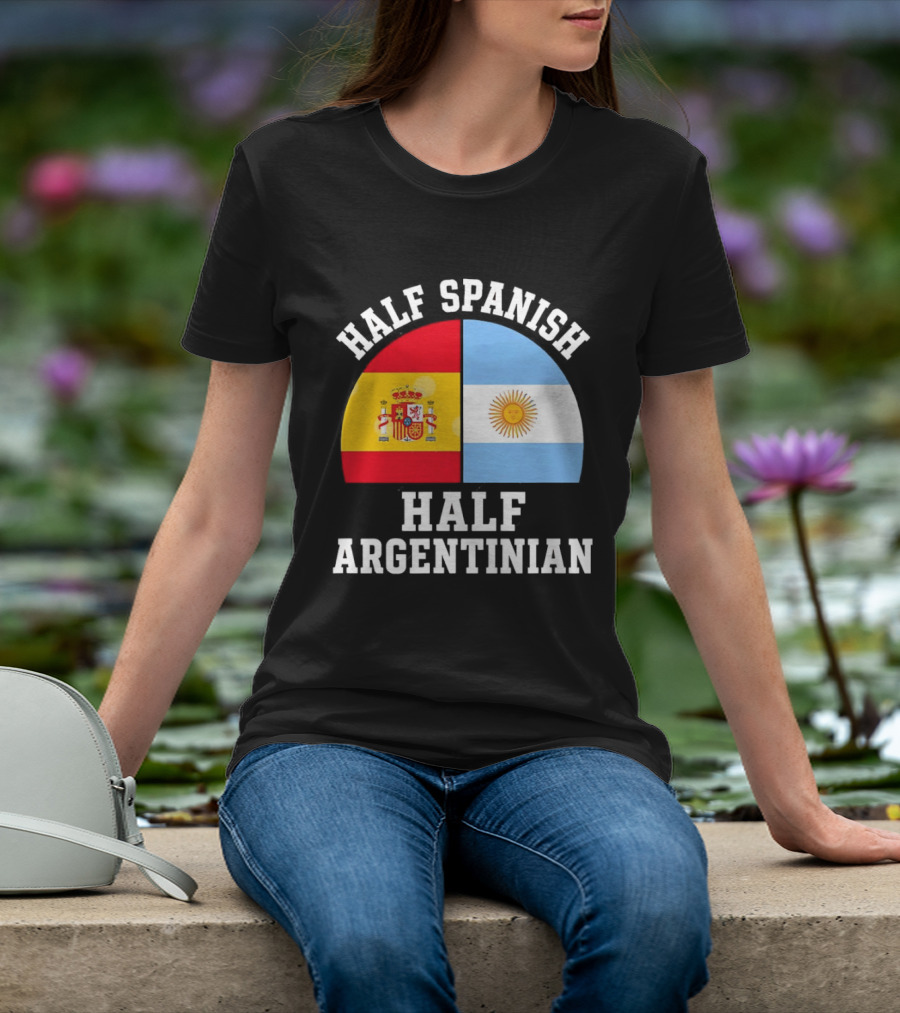 Half Spanish Half Argentinian Flags T-Shirt