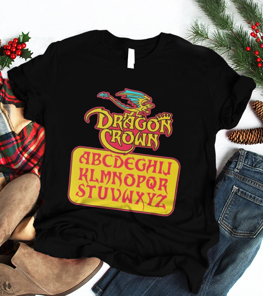 Dragon Crown Alphabet With Colorful Dragon Art And Bold Letters T-Shirt