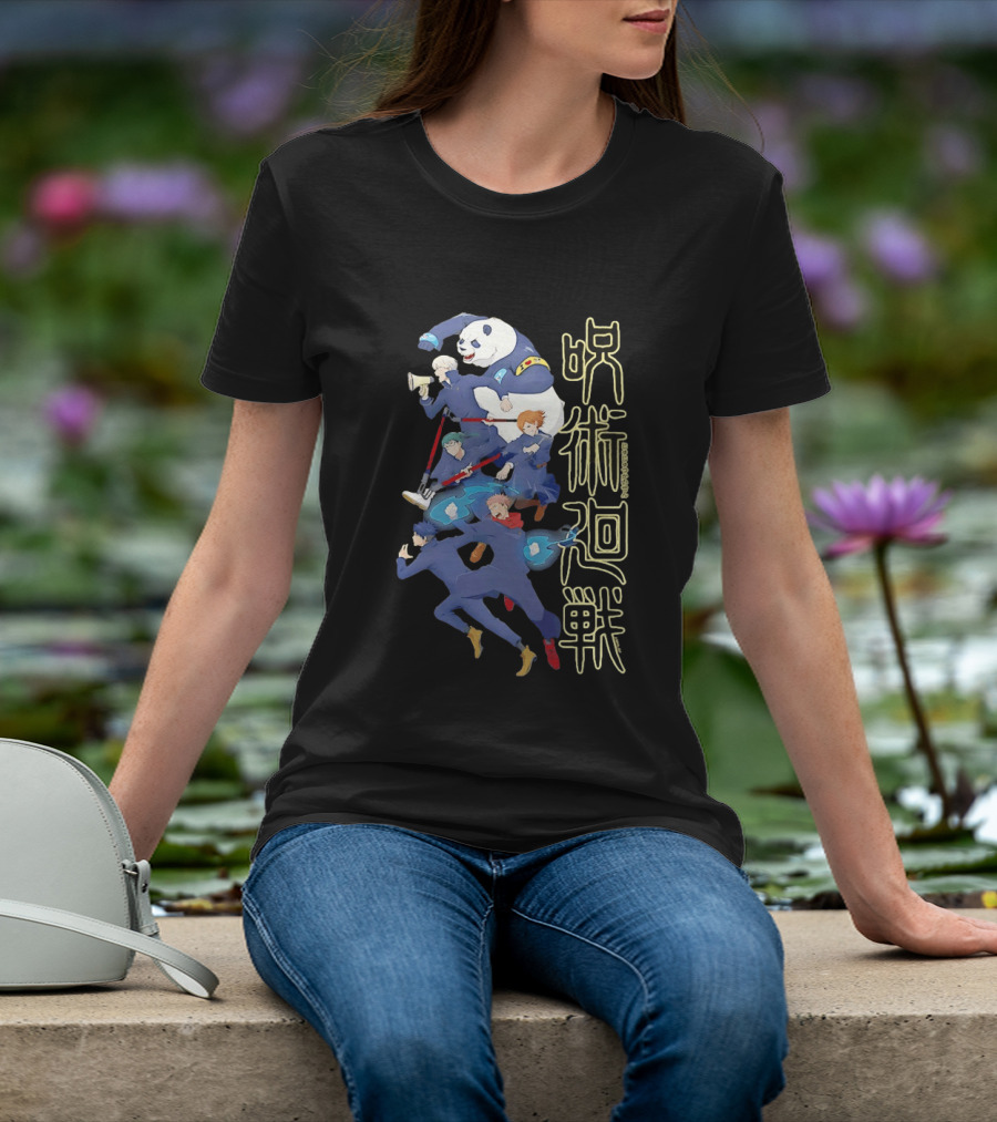 Jujutsu Kaisen Group Yuji Itadori Panda Megumi Fushiguro Nobara Kugisaki Anime Characters T-Shirt