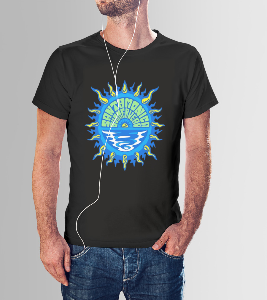 Santa Monica Summerwear Sun And Ocean Beach Radiant Waves T-Shirt