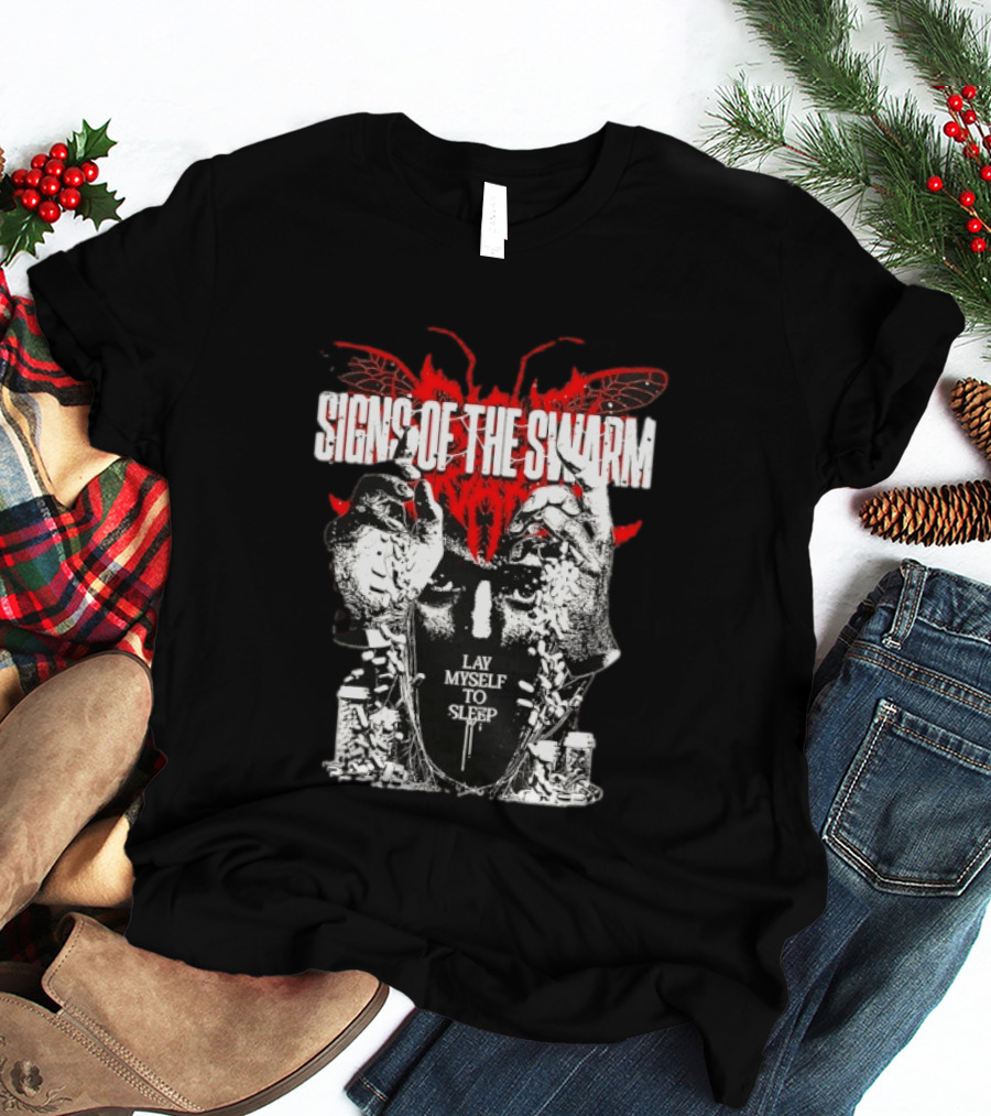 Signs Of The Swarm Lay Myself To Sleep Butterfly Skull T-Shirt