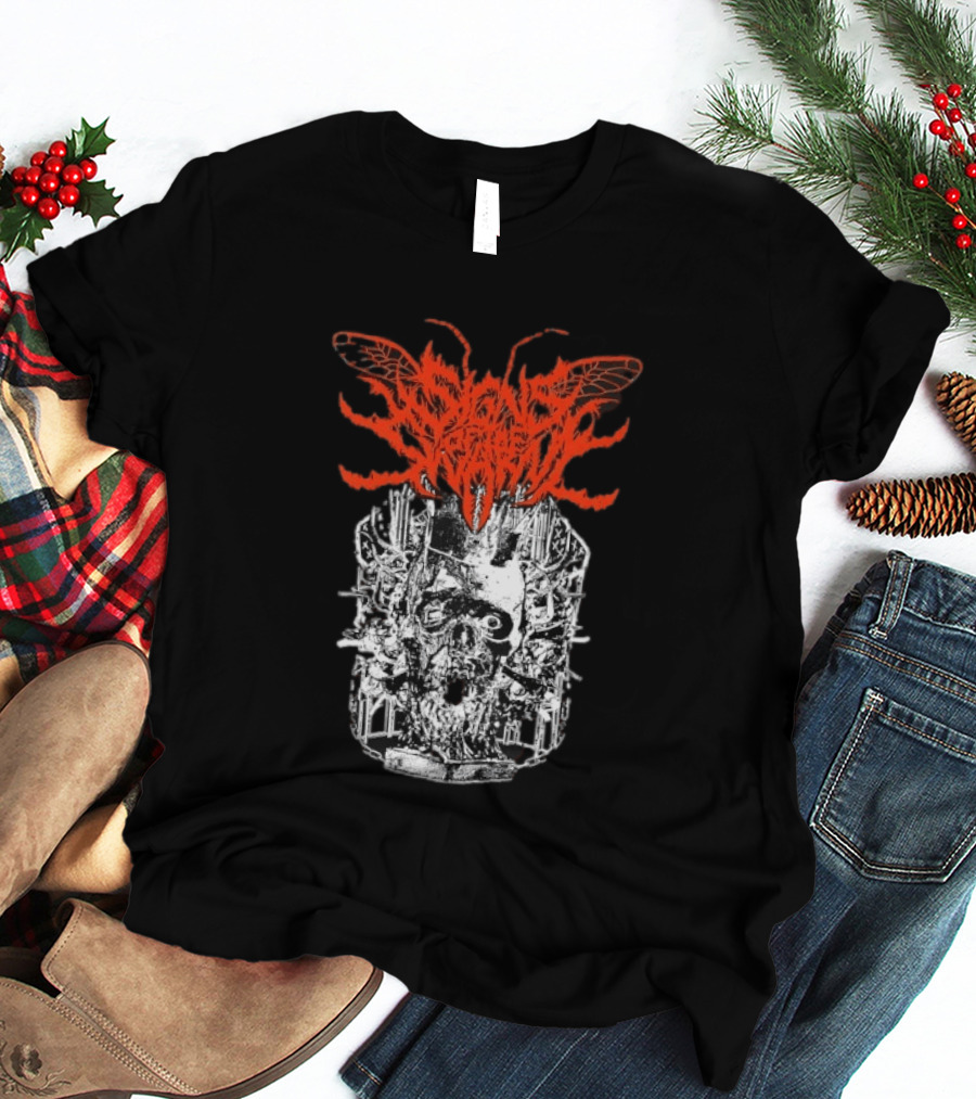 Signs Of The Swarm Skull Deathcore Metal Album Cover T-Shirt