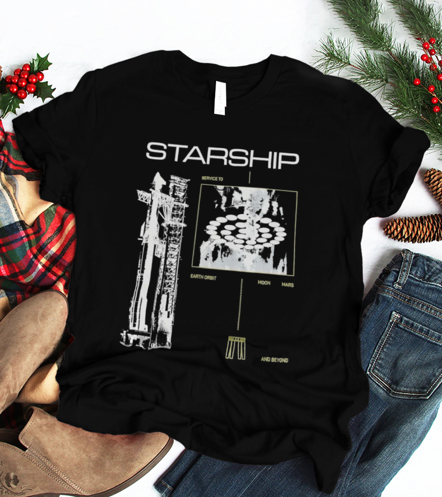 Starship Service Earth Orbit Moon Mars Beyond T-Shirt