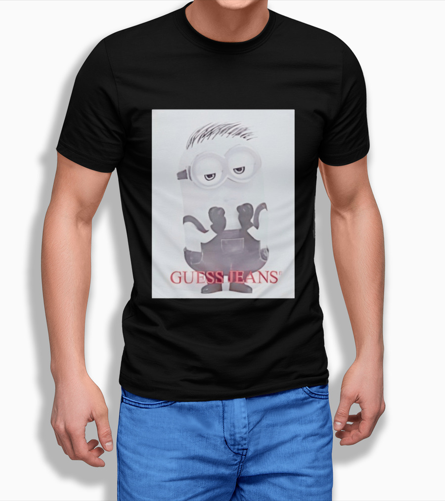 Minion Guess Jeans Despicable Me Goggle Wearing Cartoon T-Shirt