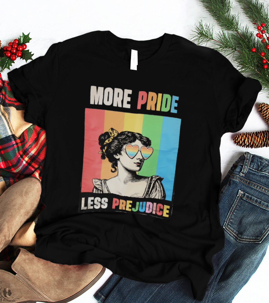 More Pride Less Prejudice Rainbow Heart Sunglasses Regency T-Shirt