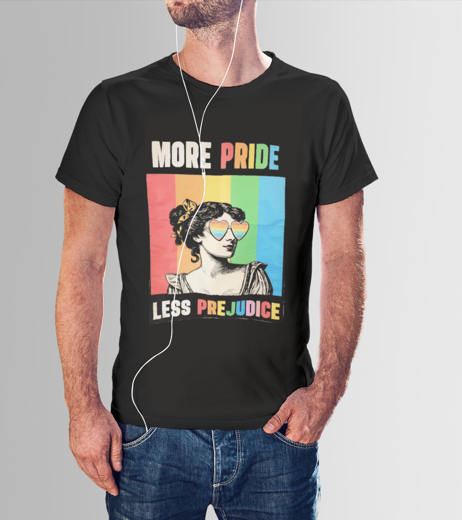 More Pride Less Prejudice Rainbow Heart Sunglasses Regency T-Shirt