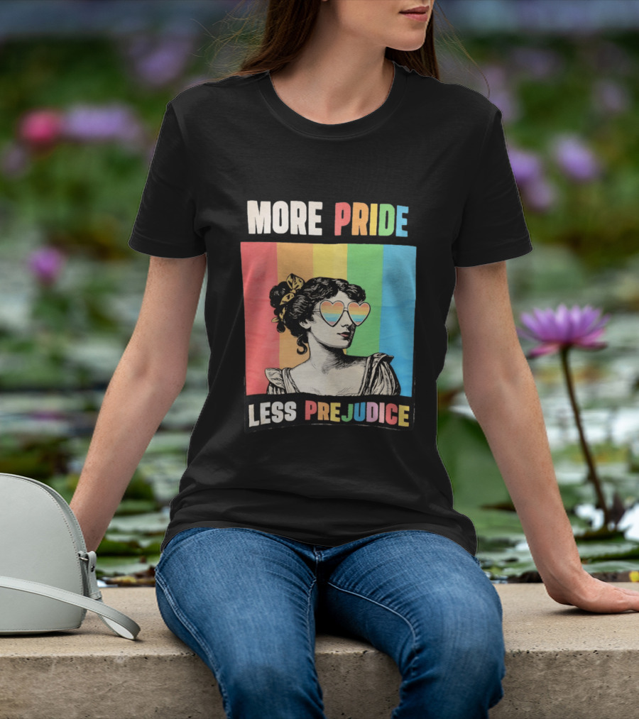 More Pride Less Prejudice Rainbow Heart Sunglasses Regency T-Shirt