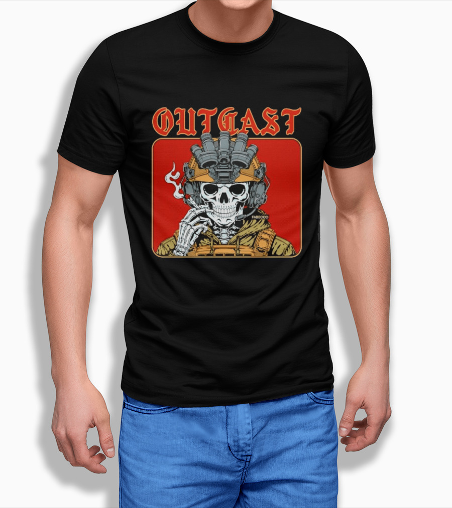 OUTGAST Skull Smoking With Night Vision Goggles FABECOO T-Shirt