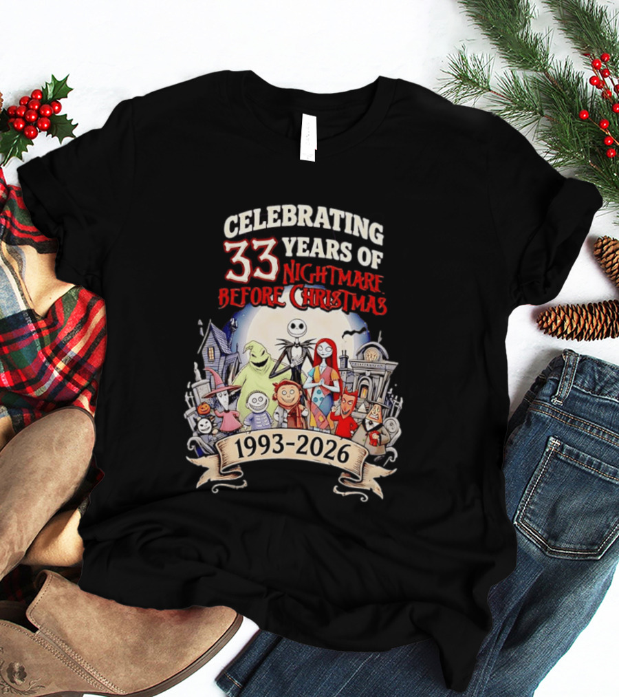 Celebrating 33 Years Of Nightmare Before Christmas 1993 2026 T-Shirt