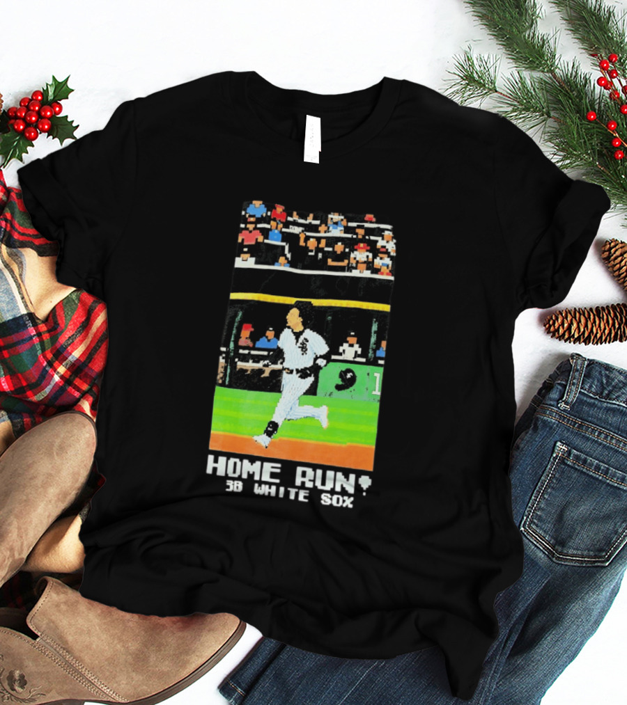 Home Run 3B White Sox Pixel Baseball T-Shirt