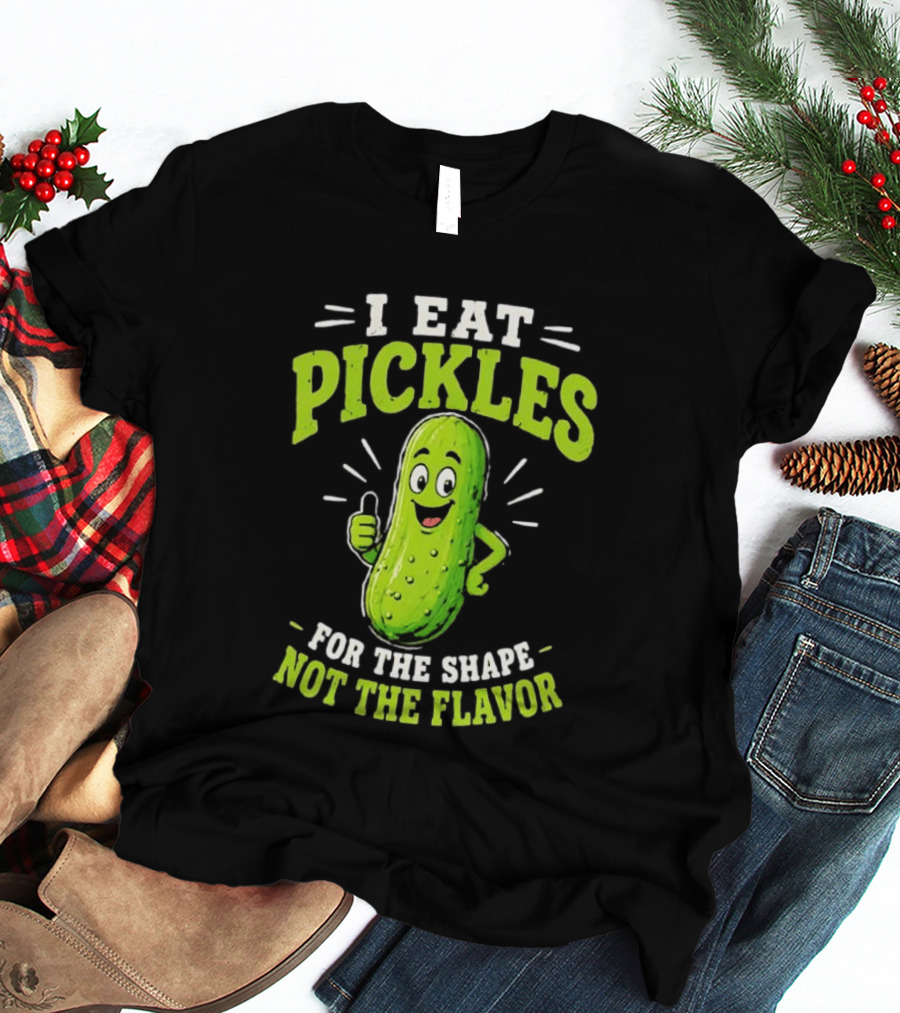 I Eat Pickles For The Shape Not The Flavor Thumb Up Cartoon T-Shirt