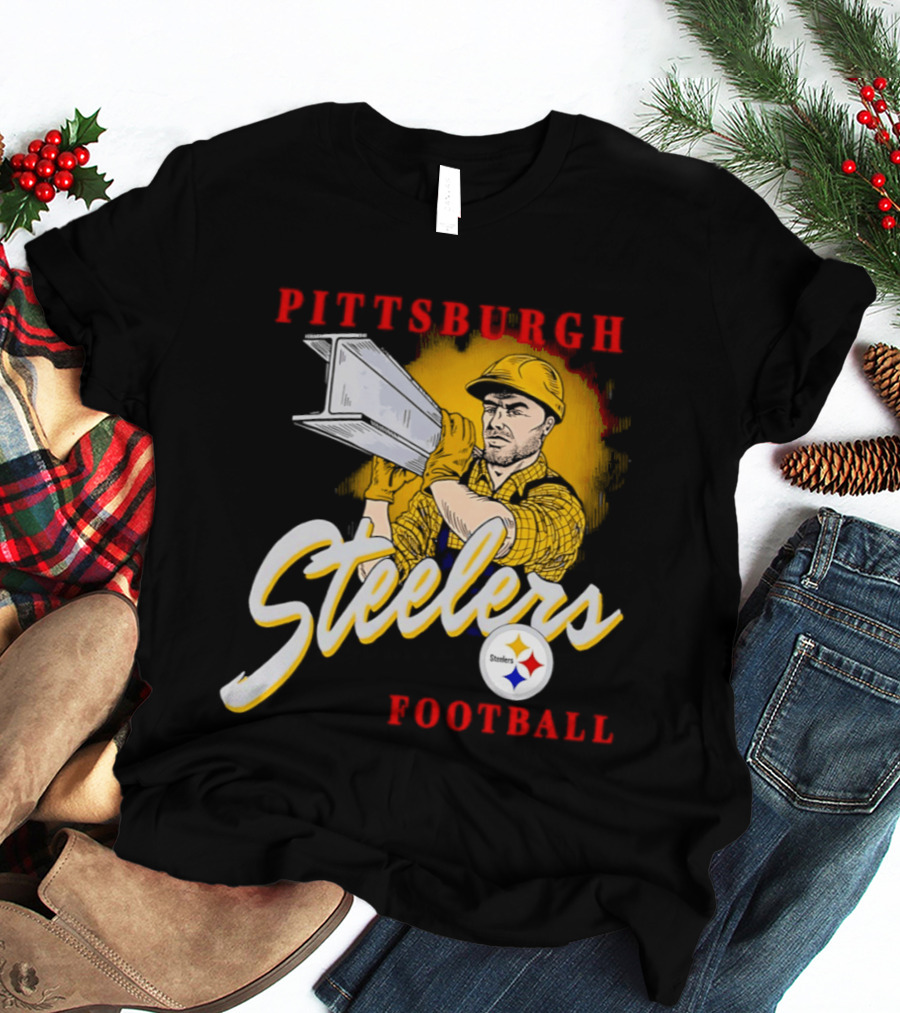 Pittsburgh Steelers Football Worker Steel Beam Icon With Team T-Shirt