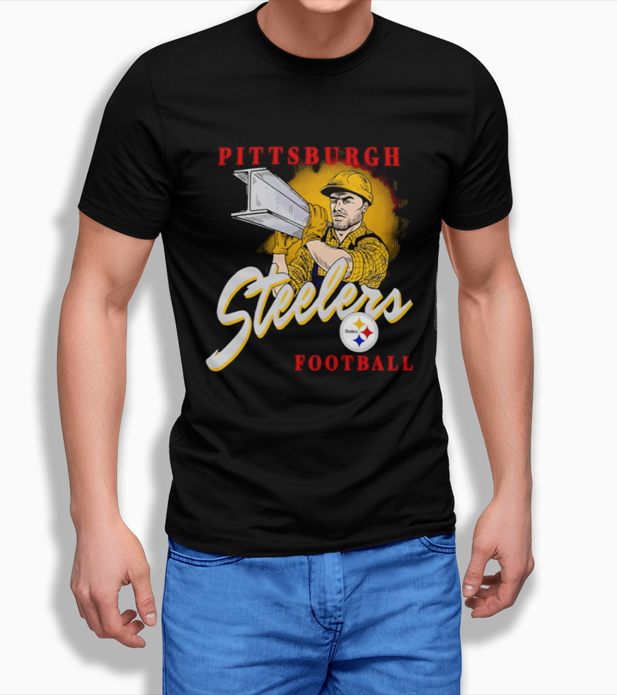 Pittsburgh Steelers Football Worker Steel Beam Icon With Team T-Shirt