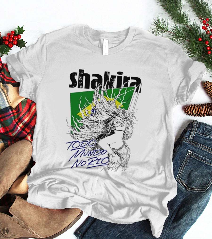 Shakira Todo Mundo No Rio Brazil Flag T-Shirt