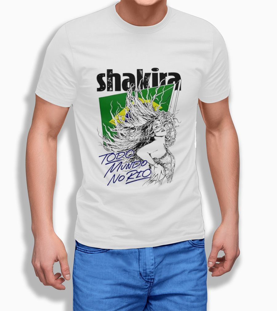 Shakira Todo Mundo No Rio Brazil Flag T-Shirt