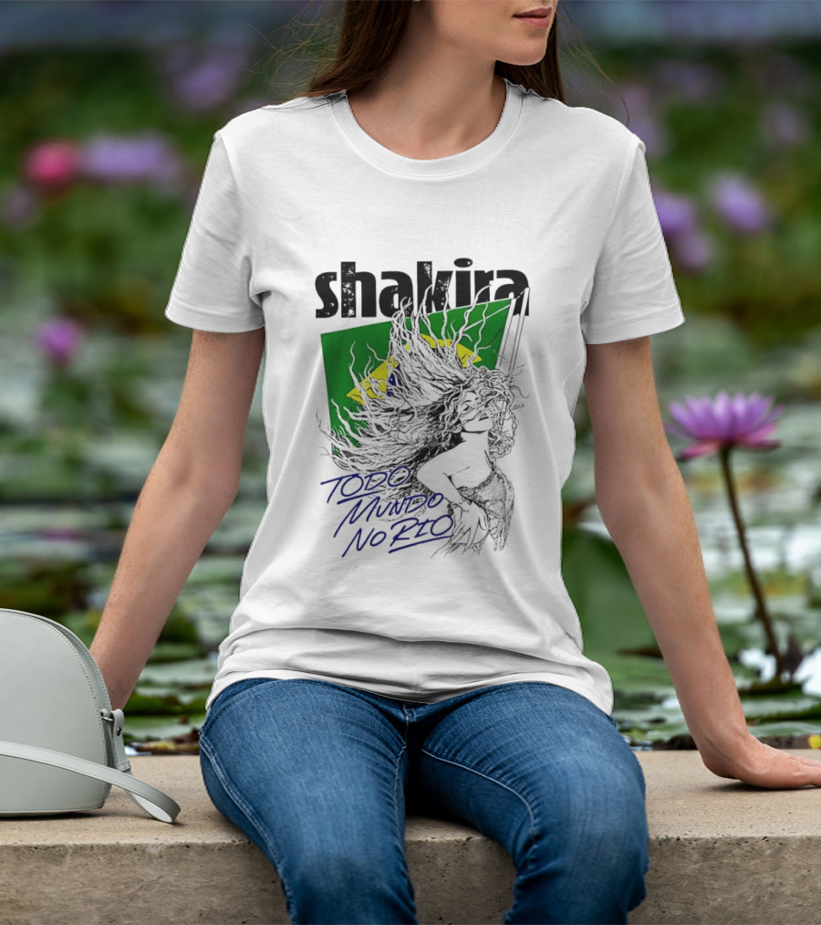 Shakira Todo Mundo No Rio Brazil Flag T-Shirt